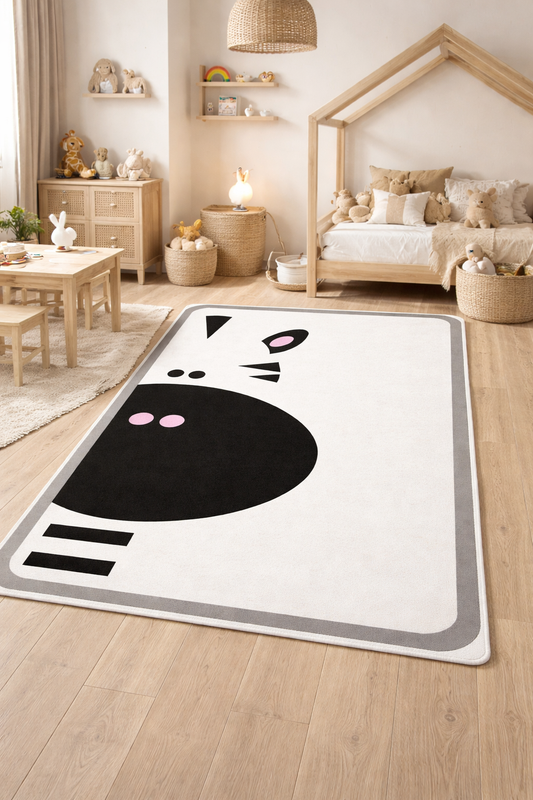 Детски килим в скандинавски стил – минималистичен дизайн в черно и бяло