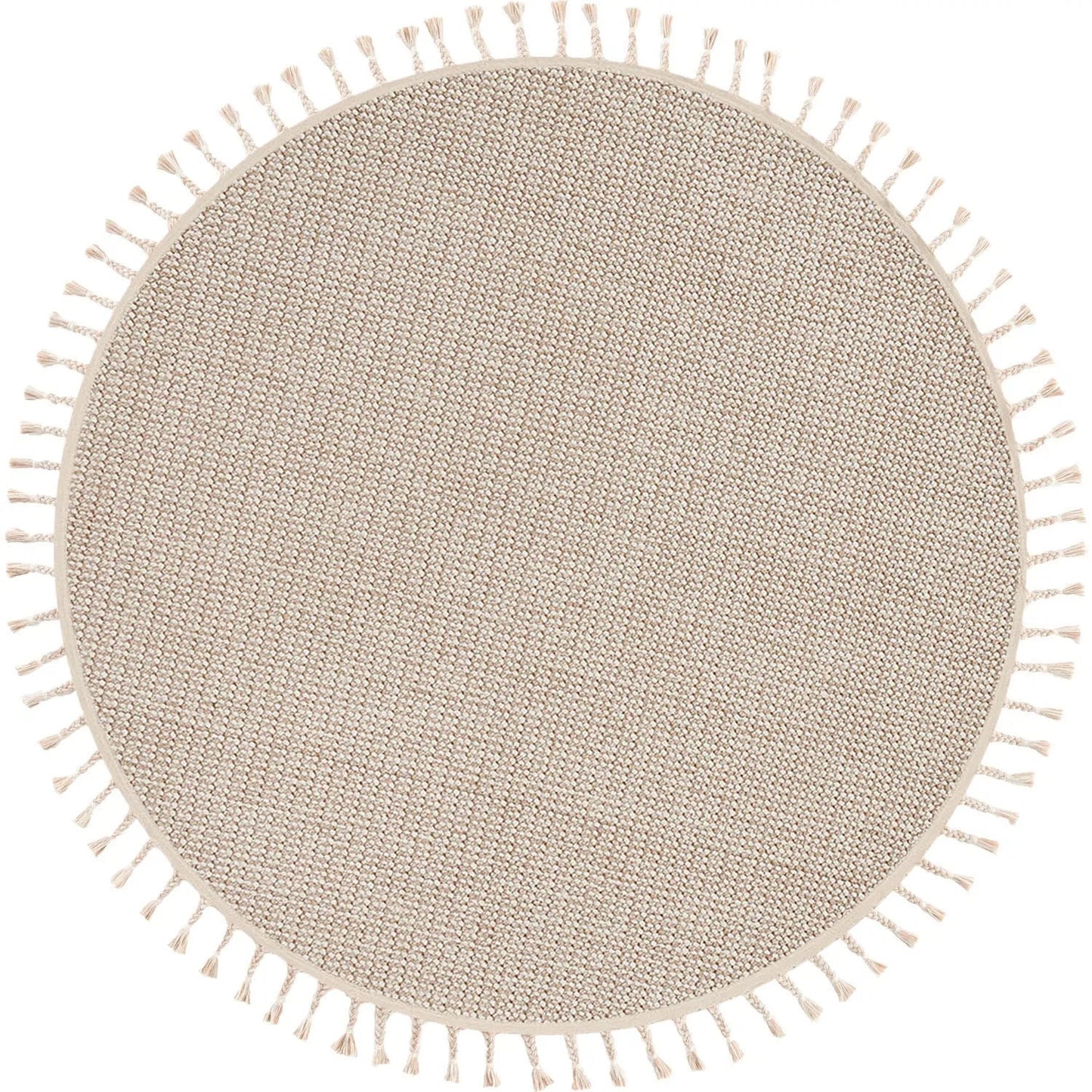 Кръгъл килим в скандинавски стил в цвят крем - букле