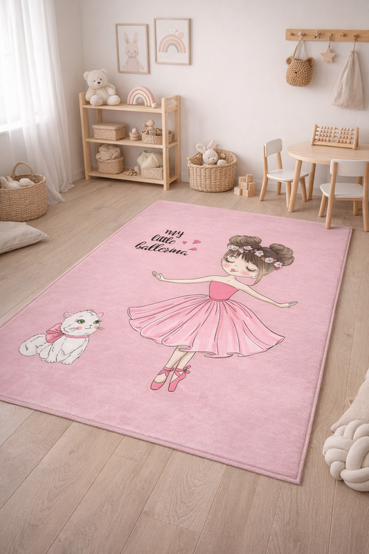 Детски килим с Балерина в розово за момичешка стая