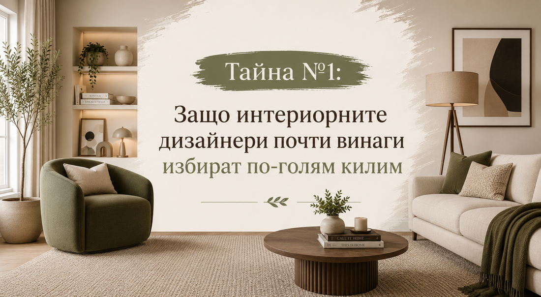 Тайна №1: Защо интериорните дизайнери почти винаги избират по-голям килим