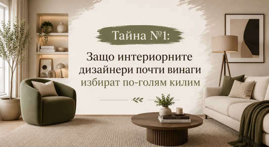 Тайна №1: Защо интериорните дизайнери почти винаги избират по-голям килим