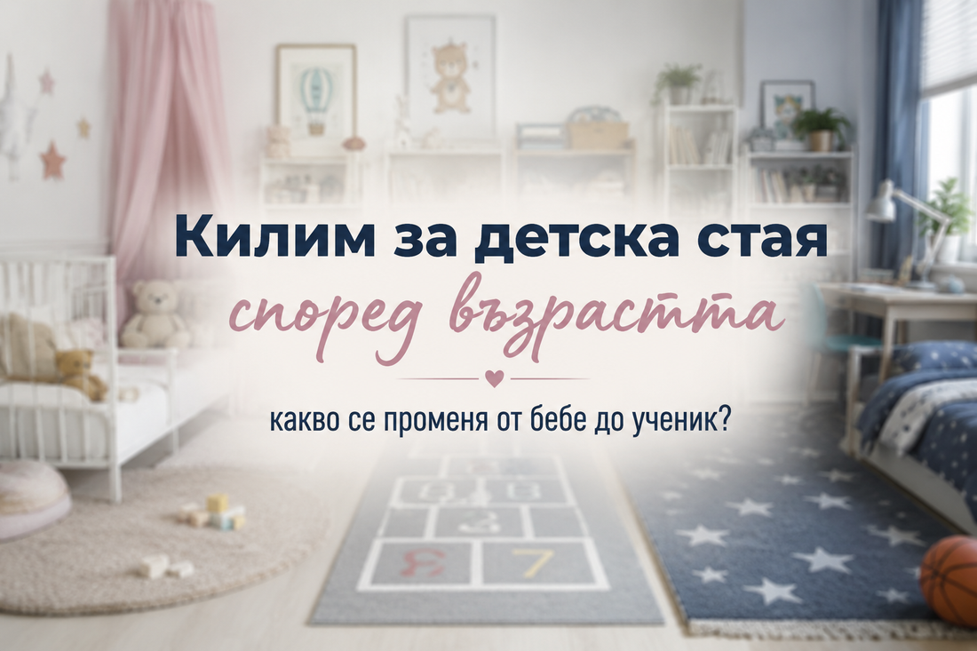 Килим за детска стая според възрастта – какво се променя от бебе до ученик?