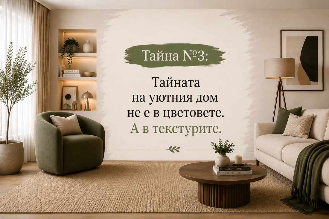 Тайна №3: Тайната на уютния дом не е в цветовете. А в текстурите.