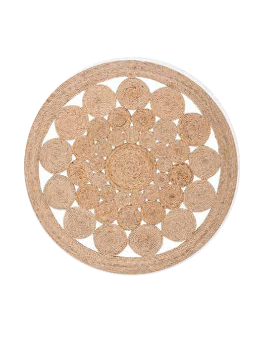 Кадифен КИЛИМ без косъм в кръгла форма в БОХО СТИЛ