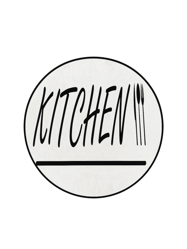 Кръгъл кухненски килим с надпис “Kitchen”