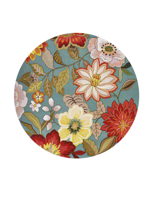 Кръгъл цветен килим с флорални мотиви – декорация за хол или спалня