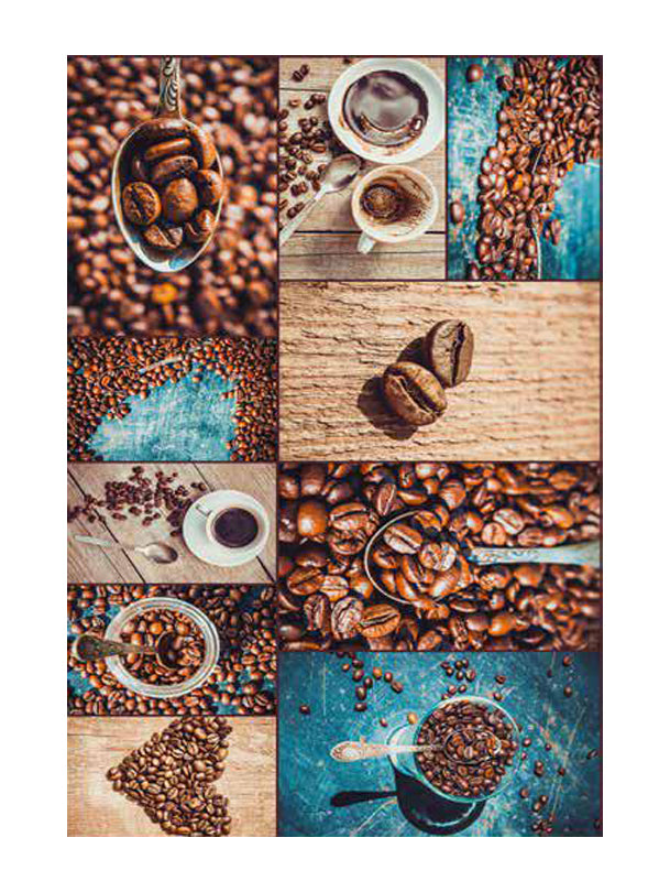 Килим за кухня с кафе дизайн и син акцент