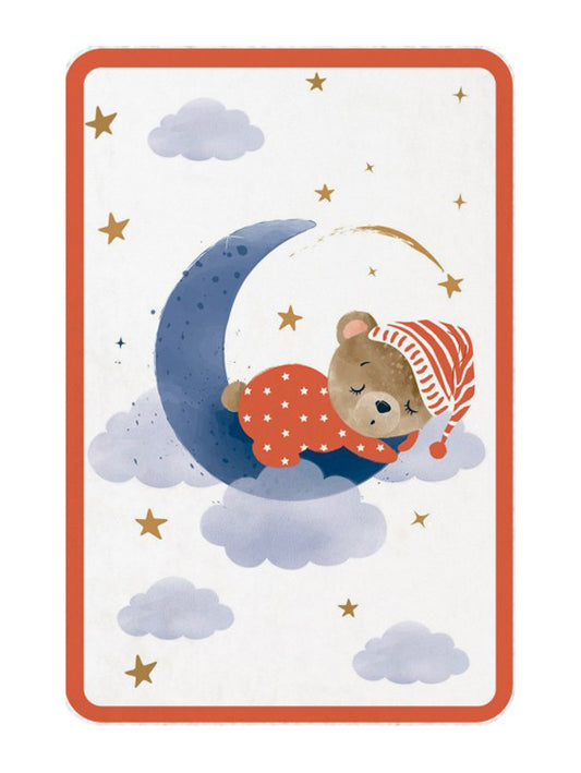 Детски килим в бяло и оранжево - СПЯЩО МЕЧЕ