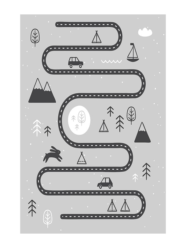 Сив детски килим в скандинавски стил - ГОРСКИ ПЪТ