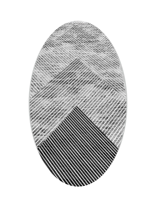 Овална пътека в сиво и черно с геометричен дизайн