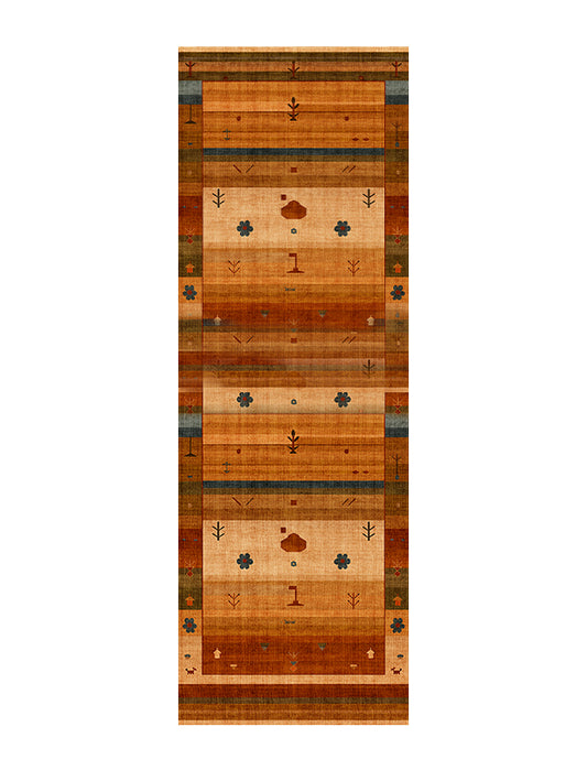 Пътека в етно стил в оранжево и охра с декоративни мотиви