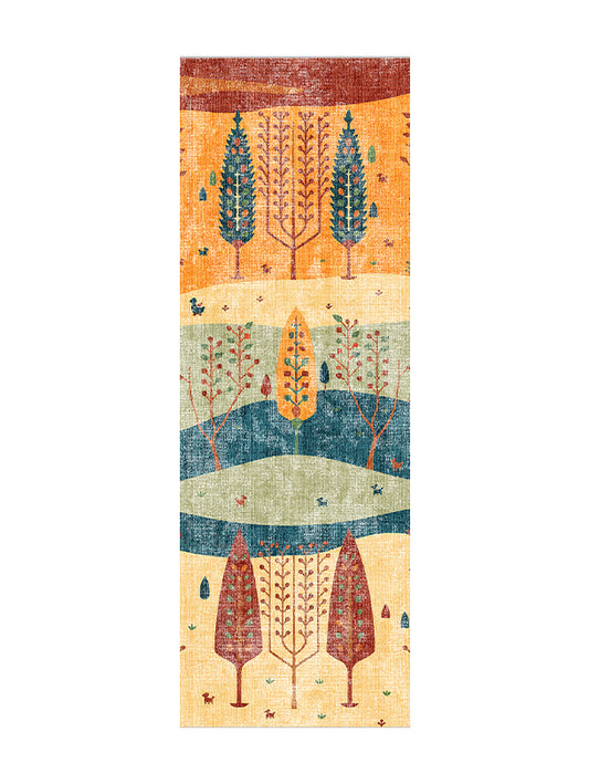 Пътека с пейзажен десен с дървета в топли цветове