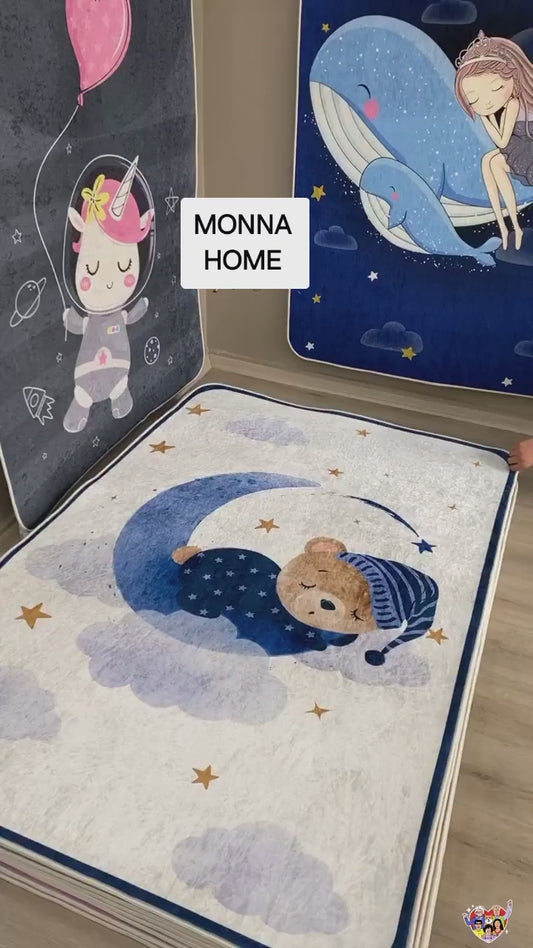 Детски килим с момиче и китара Enjoy the Little Things – сив килим за детска стая