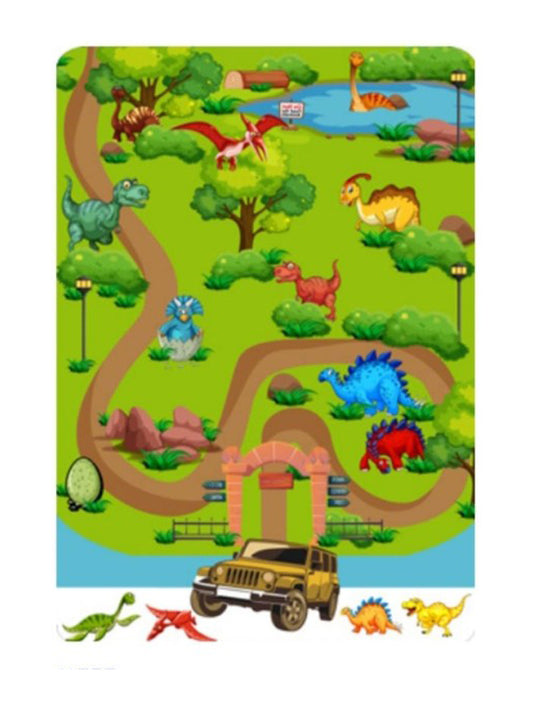 Зелен детски килим - ДИНОЗАВРИ