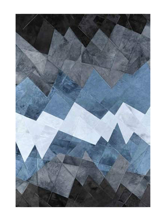 Модерен килим в синьо и сиво – геометричен дизайн