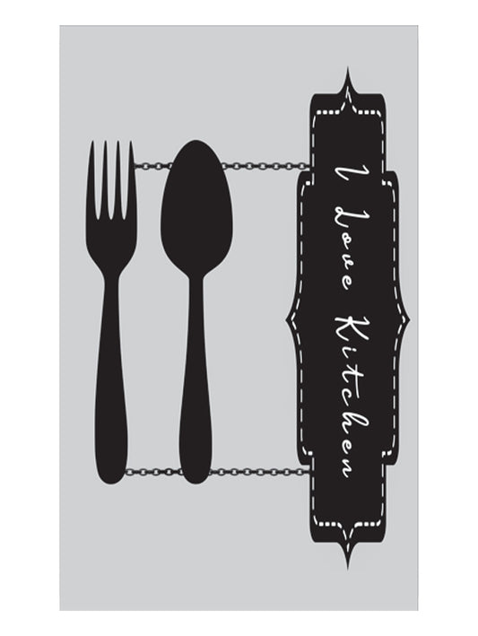 Килим за кухня „I Love Kitchen“ – сиво и черно
